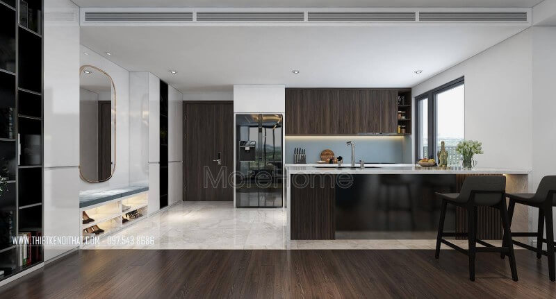 Trang trí phòng bếp chung cư ấn tượng