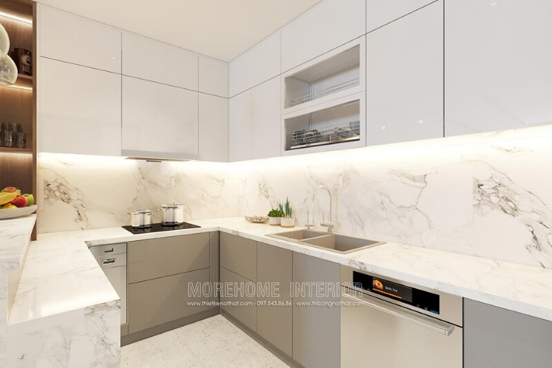 Trang trí phòng bếp chung cư ấn tượng