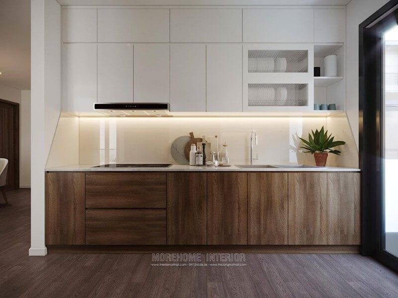 Thiết kế nội thất căn bếp hiện đại với đồ nội thất tiện nghi Thiết kế phòng bếp chung cư