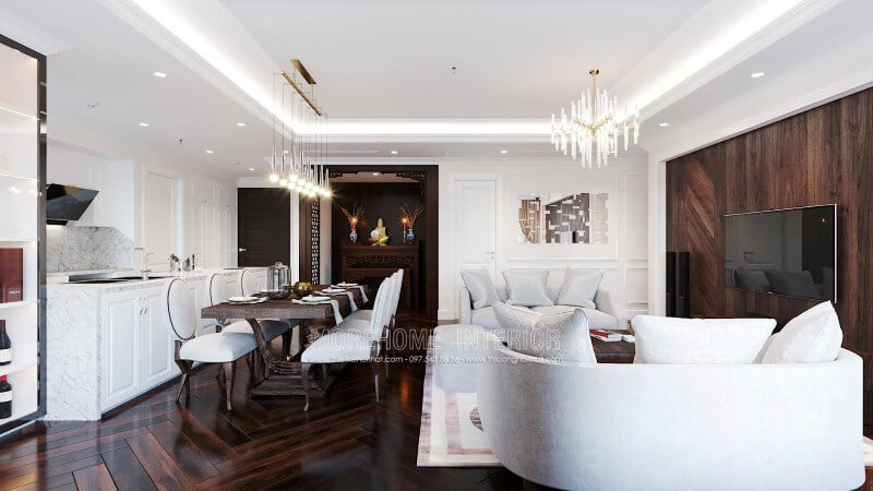 Thiết kế nội thất phòng bếp căn hộ Emerald Mỹ Đình đầy tiện nghi Thiết kế phòng bếp chung cư