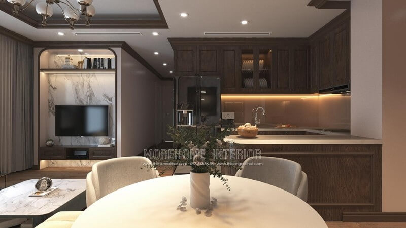 Thiết kế nội thất phòng bếp chung cư hiện đại, sang trọng Thiết kế phòng bếp chung cư đẹp, trẻ trung, sang trọng